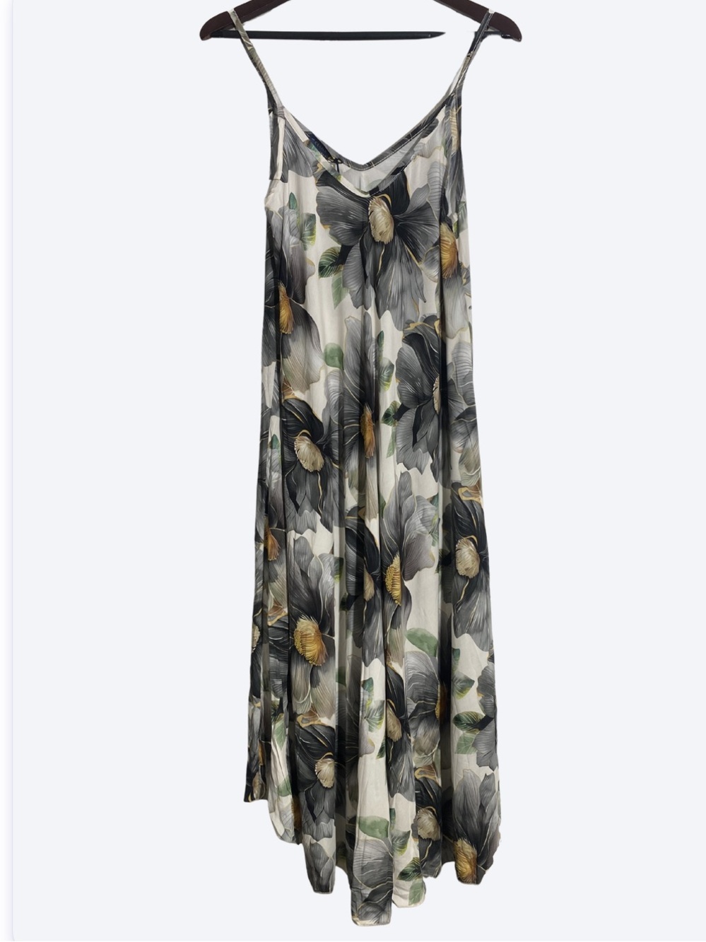 Cecile Wang Floral Print Maxi Dress Cream Black Size U (One Size)